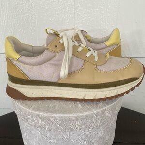 Madewell sneakers size 9 1/2. Browns, tan, and light yellow.